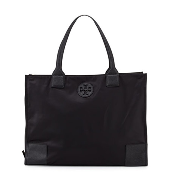 Tory Burch Ella Nylon Packable Tote Bag in Black - Picture 1 of 4